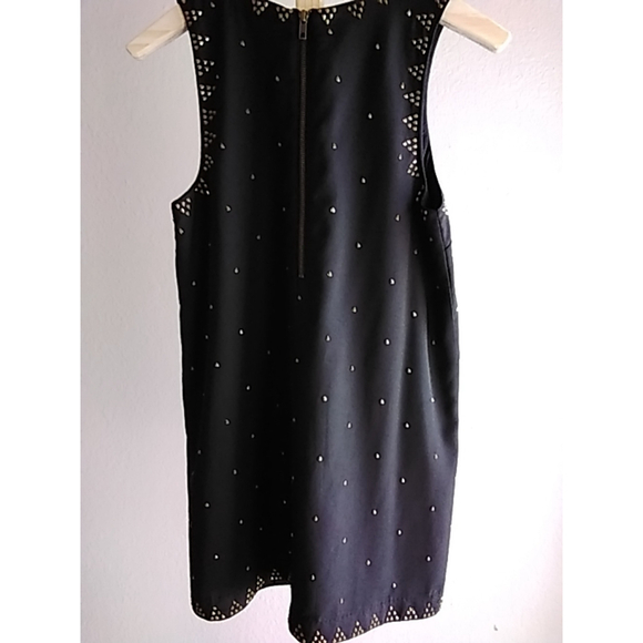 Free People Soho Studded Sleeveless Mini Dress Black w/ Gold Embellished Sz 6 - Picture 7 of 13